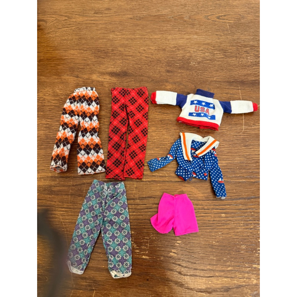 Vintage Barbie Doll Clothes Lot Pants Tops USA Sweater Polka Dot Jacket Shorts T